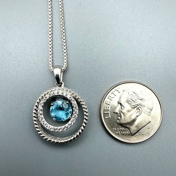 JWBR Topaz Necklace Sterling Silver Floating  Lab Created NWOT - Picture 3 of 4